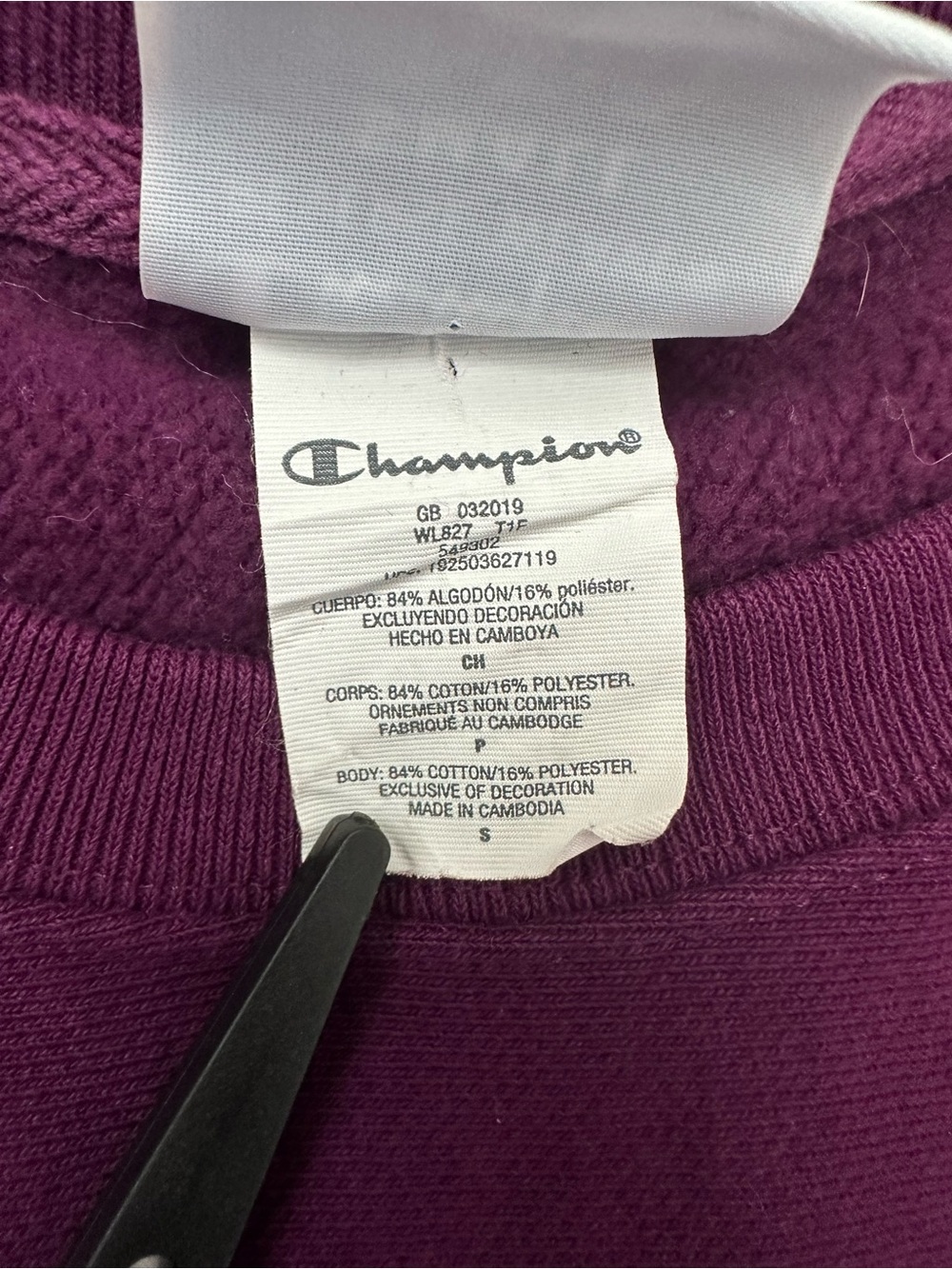 Champion Reverse Weave Cropped Sweatshirt Plum Purple dorm ready Size Small - Picture 4 of 10